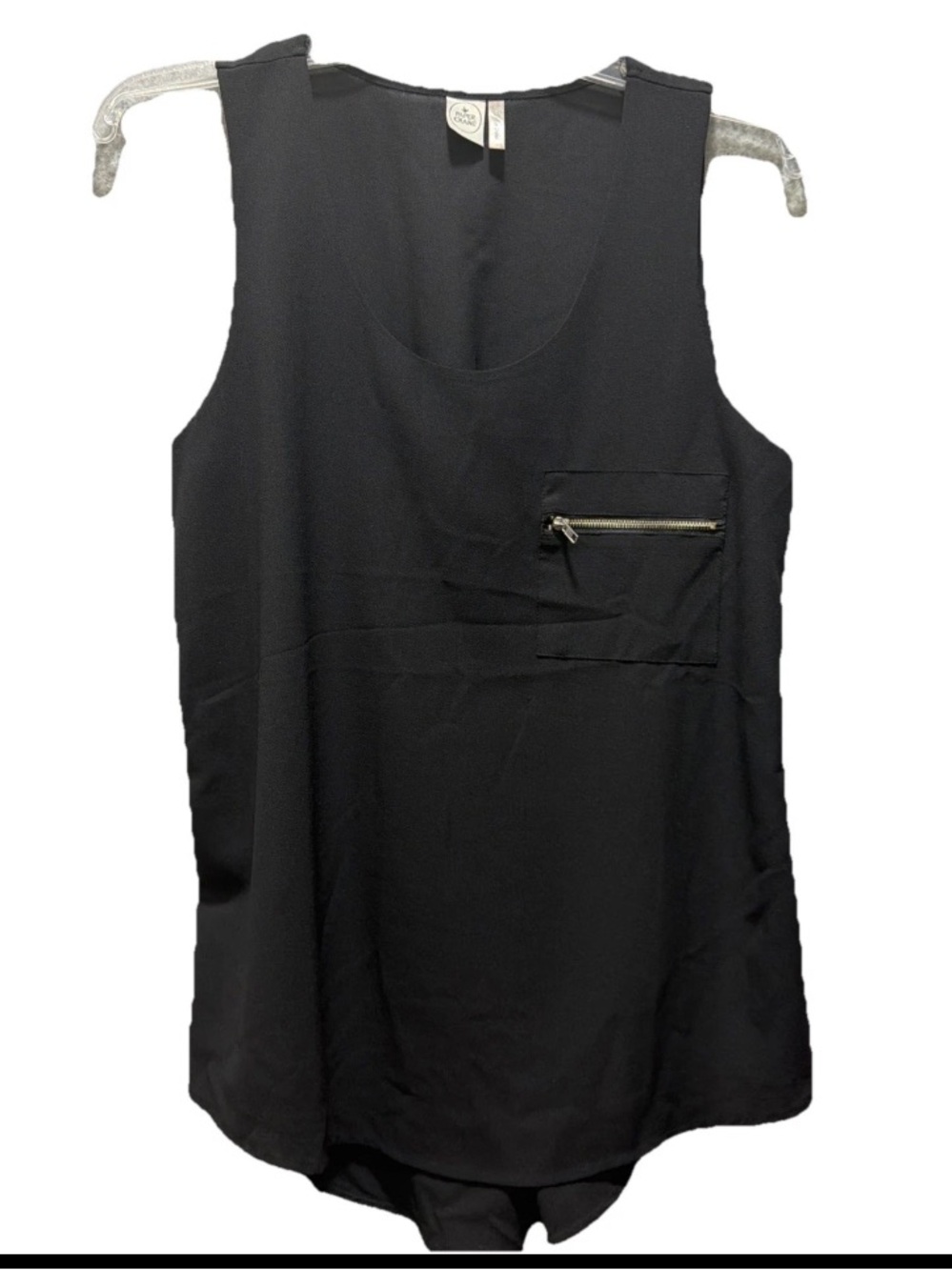 Paper Crane Black Sleeveless Zip-Pocket sleeveless Tank EUC lightweight Chic EUC
